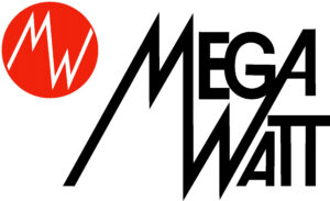 a black and red logo